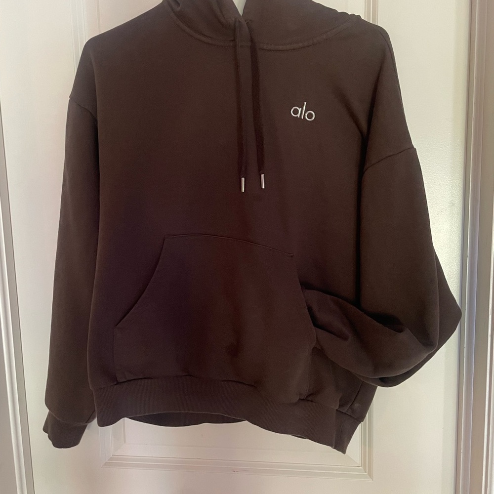 ALO Yoga Brown Hoodie Relaxed Fit Sweatshirt